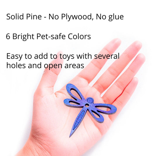 6 Colorful Pine Wood Dragonflies - Bird Toy Parts
