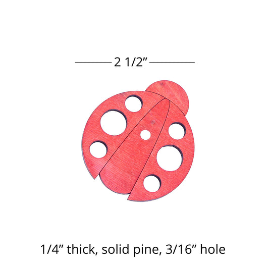 6 Pine Wood Ladybugs - Bird Toy Parts
