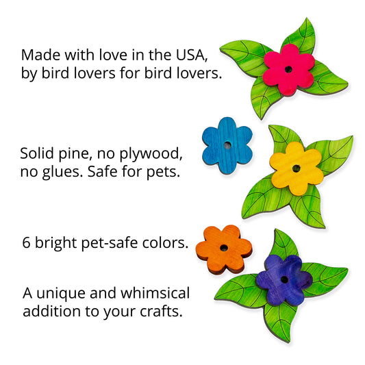 Colorful Daisy Flowers and Leaves - Bird Toy Parts