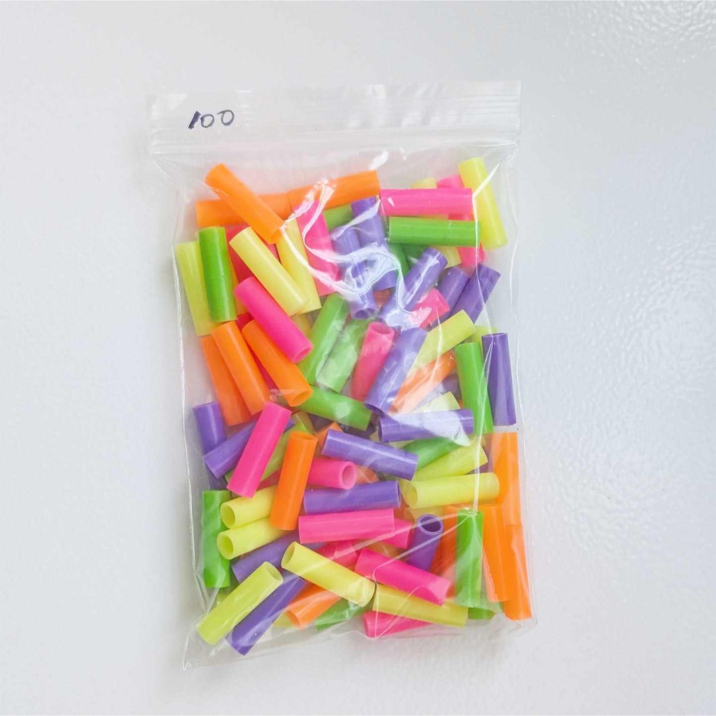 Extra Thick Neon Tube Beads for Bird Toys – 1 1/4", 100-Pack, 1/4" Hole