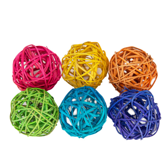 6 Munch Balls - Colorful Woven Vine Toys for Small Animals
