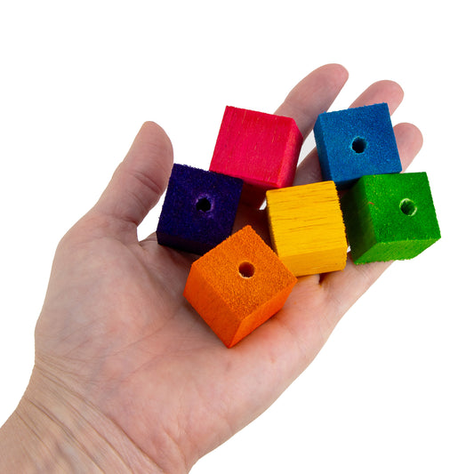Colored 1" Balsa Cubes - Bird Toy Part
