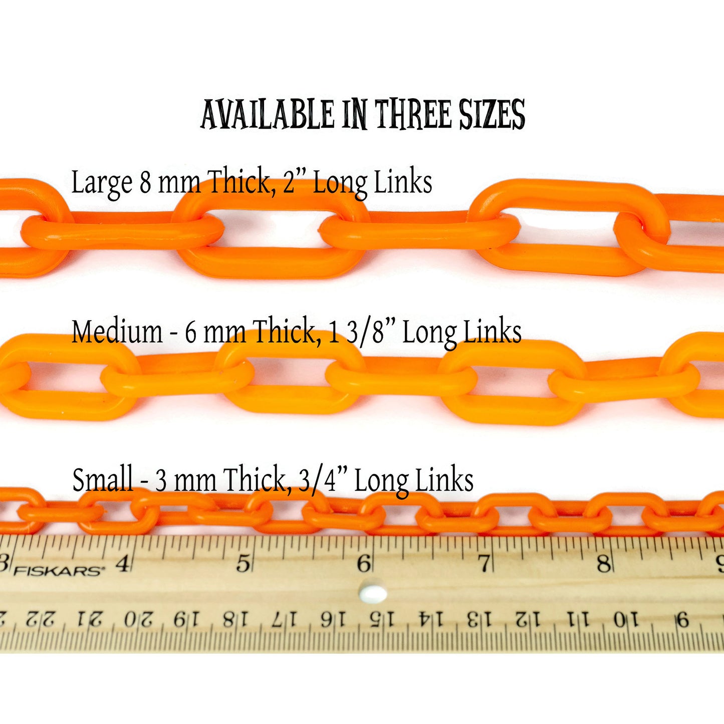 8 mm Plastic Chain by the foot, 2" links