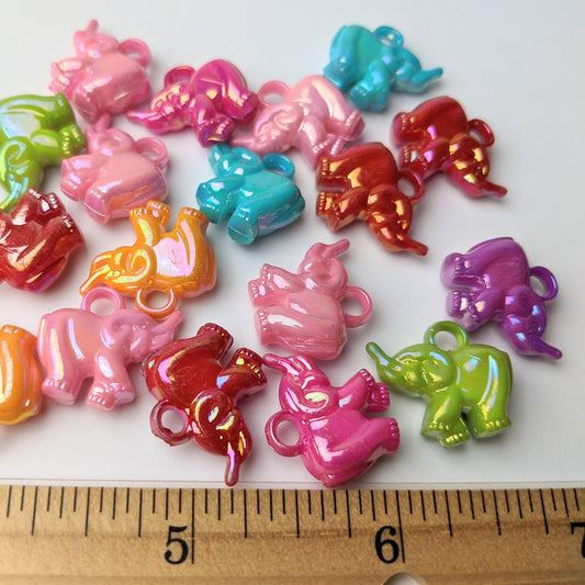 Iridescent Elephant Charms - 60 pieces (55 grams)