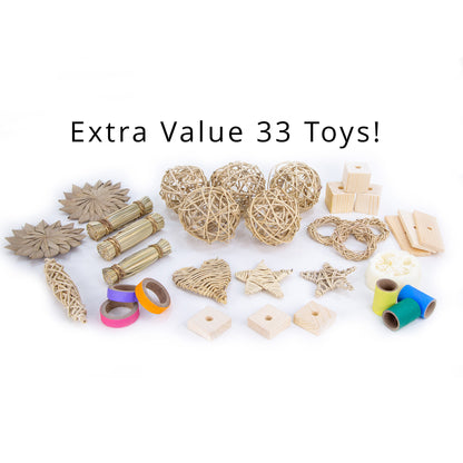 Natural Multi-toy Collection - Chew Toys for Bunny Rabbits, Guinea Pigs and Chinchillas