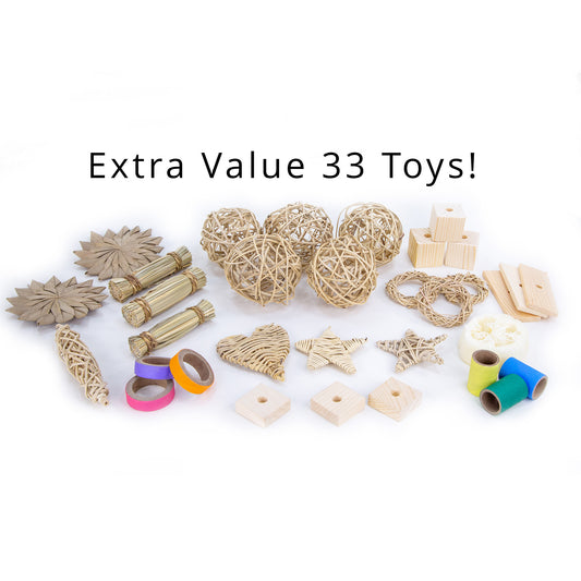 Natural Multi-toy Collection - Chew Toys for Bunny Rabbits, Guinea Pigs and Chinchillas