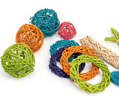 Fuzzy's Wicker Vine Chew Collection - Bunny Rabbit, Guinea Pig, Chinchilla, Pet Rat Toys