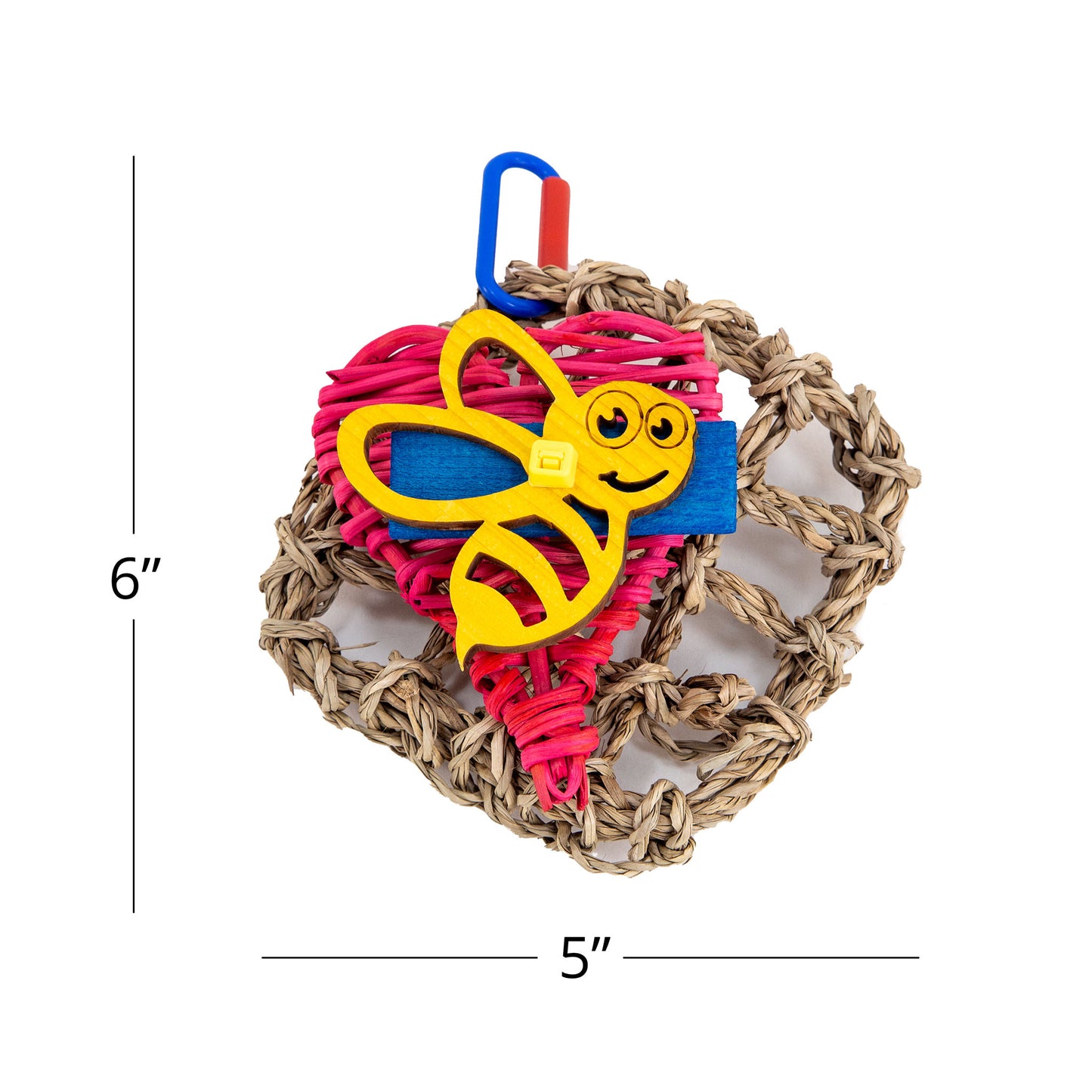 Measures about 5x6 inches including the hanging link.