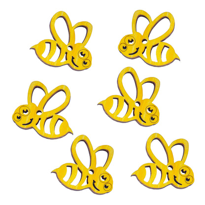 6 Pine Wood Bumble Bees - Bird Toy Parts