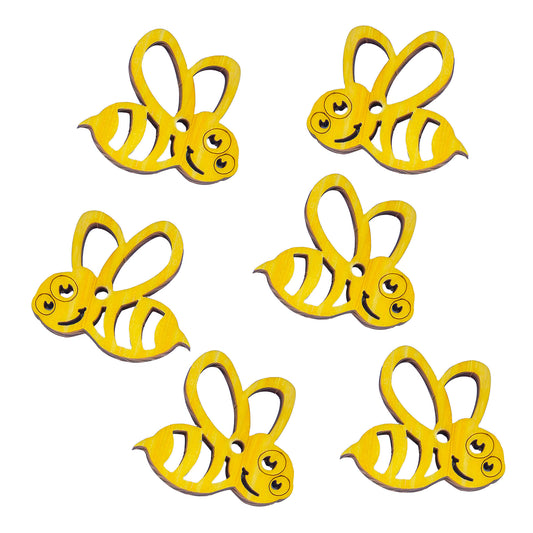 6 Pine Wood Bumble Bees - Bird Toy Parts