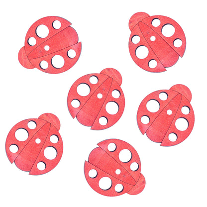 6 Pine Wood Ladybugs - Bird Toy Parts