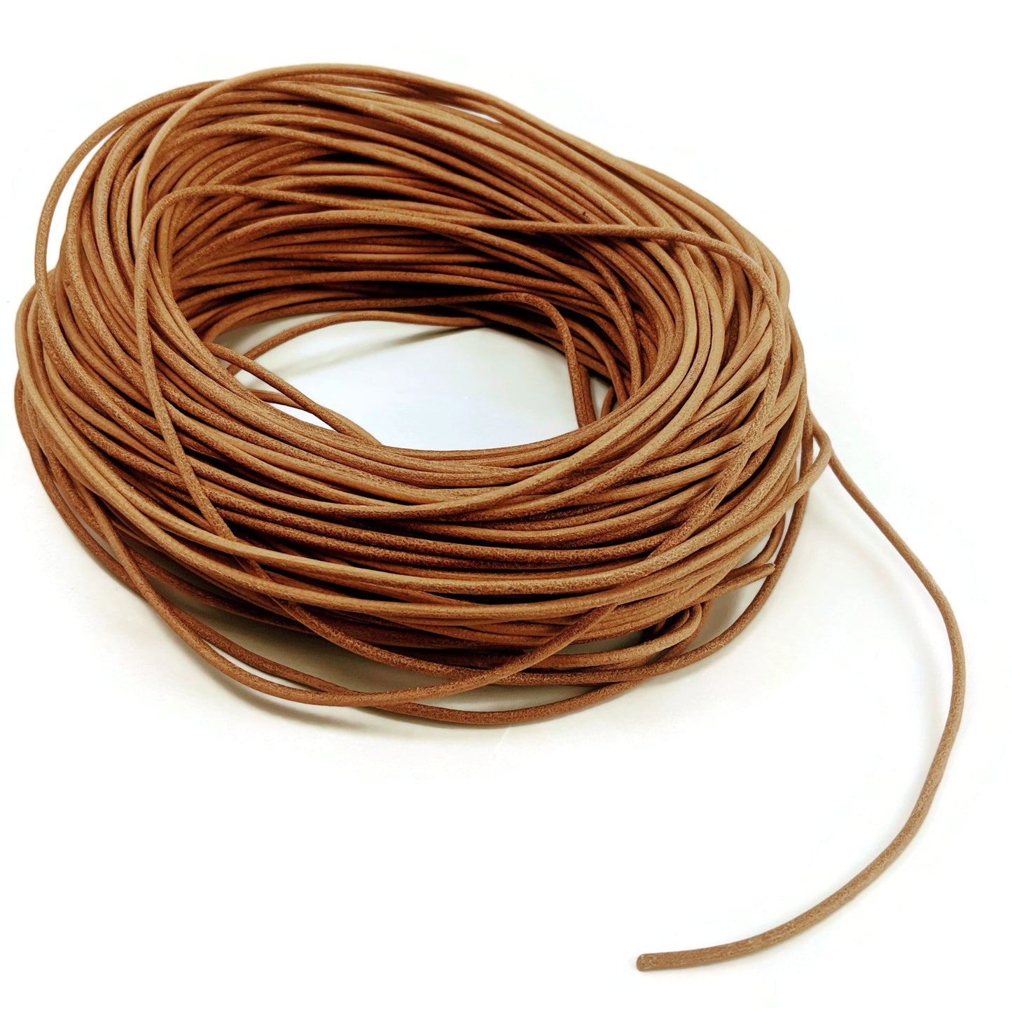 2.5 mm Round Leather Lace - By the Foot - Veggie Tanned