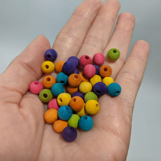 Tiny Hardwood Beads 5/16" Colored - Package of 100