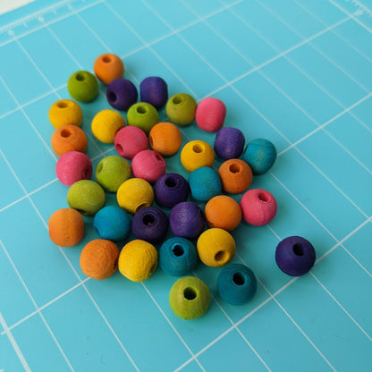 Tiny Hardwood Beads 5/16" Colored - Package of 100