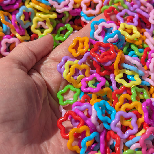 Cute Colorful Star Shaped Rings  (50 grams about 125 pieces) - Perfect for Bird Toys or Sugar Gliders