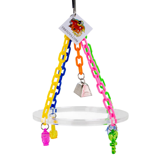 Colorful Swing Toy for Small Birds – With Bell & Charms, Treetop Chandelier Jr