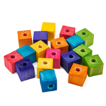 Colored 1" Pine Cube - Bird Toy Part