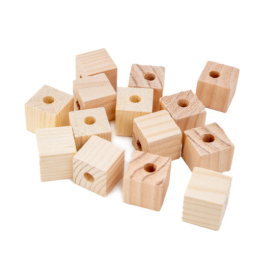 Colored 1" Pine Cube - Bird Toy Part