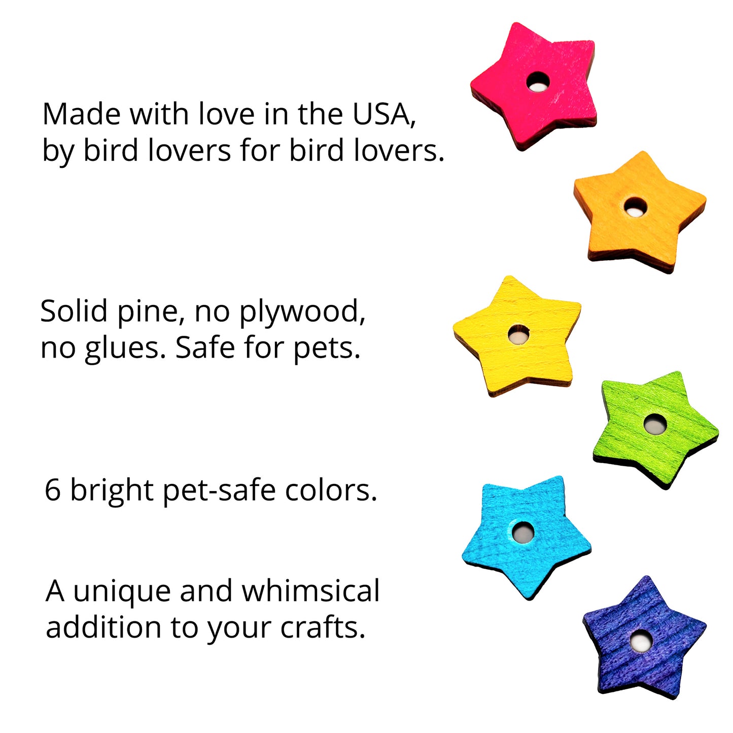 Small Pine Wood Star 1" - Bird Toy Parts