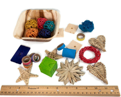 Tiny Treasures II - Basket of Small Animal Chew Toys, Loved by Hamsters, Mouse, Gerbils, Rats and Guinea Pigs, Great Gift Basket