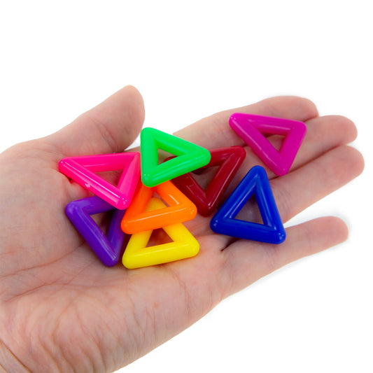 1" Plastic Triangle 8 Colors (100 Pieces) BULK - Triangle Ring, Bird Toy Part, Sugar Glider Toy Part