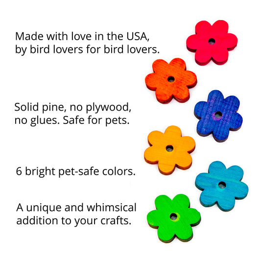 Solid Pine Daisy Flowers - Colored or Natural - for Bird Toys